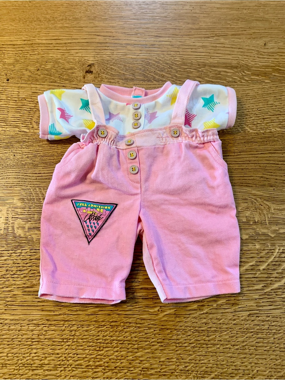 Vintage Cabbage Patch Kids Pink Star Jumper Overalls HTF Hasbro Transitional